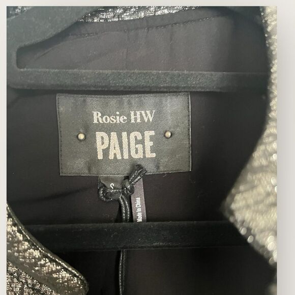 PAIGE ROSIE Grey metallic FLO bomber jacket size S , NWT - Picture 4 of 9